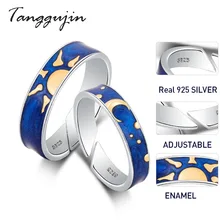 Tanggujin Couple Rings 925 Sterling Silver Adjustable Ring Blue Enamel Rings For Women Men Lovers Wedding Band Ring Jewelry Gift Tanggujin Couple Rings 925 Sterling Silver Adjustable Ring Blue Enamel Rings For Women Men Lovers Wedding Band Ring Jewelry Gift