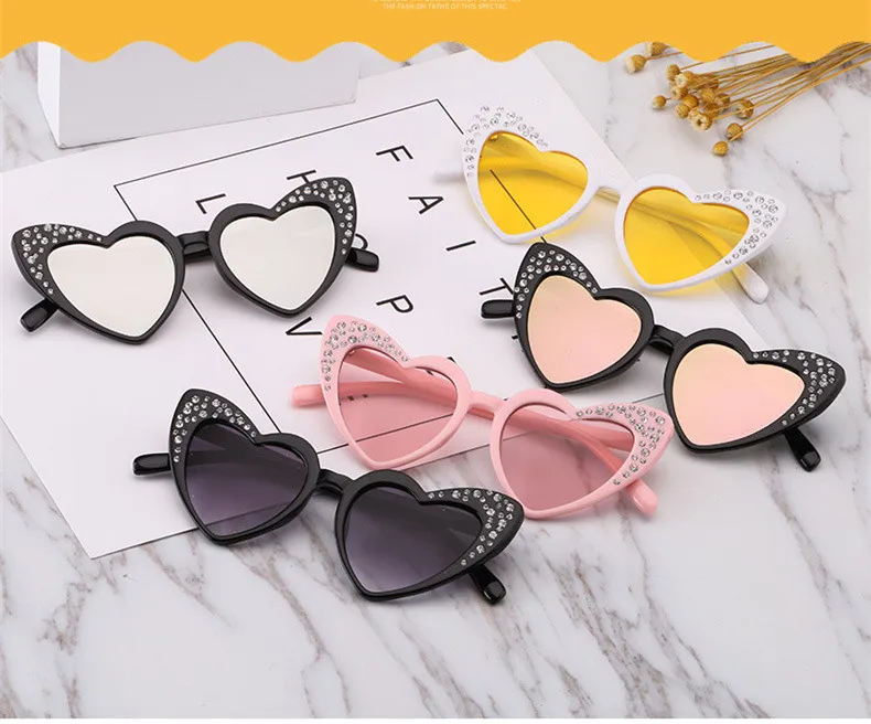 Калейдоскоп очки модные милые детские сердце солнцезащитные очки любовь очки дети в форме сердца очки для детей UV400