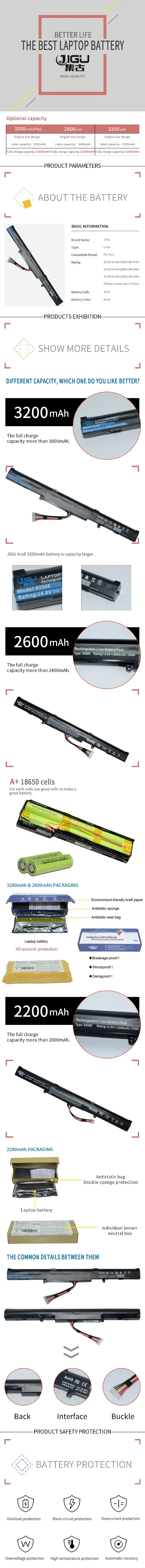 JIGU ноутбука Батарея A41-X550E для Asus X450 X450E X450J X550DP A450 A450C A450V F450 F450J K450J K550D K550E K751L R752L