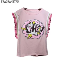 Новые женские летние хлопковая Футболка красивые повседневные облегающие трикотажные топы дамы элегантный о-образным вырезом Письмо блестки вышивка футболки Y505