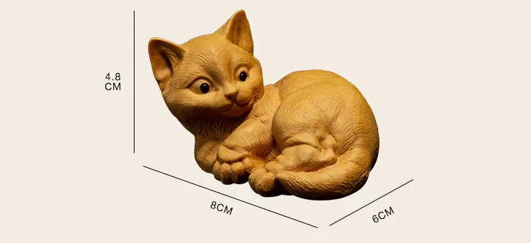 Прекрасная счастливая кошка деревянные кошки игрушки статуи резьба по дереву