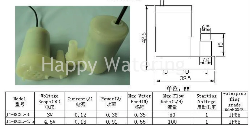 DC3V/4,5 V микро погружной водяной насос постоянного тока мини водяной насос 100л/ч максимальный поток амфибия