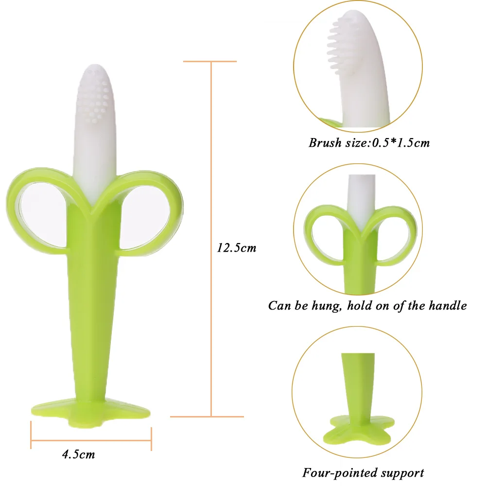 Quaslover детская учебная зубная щетка для маленьких детей, Мягкий прорезыватель в форме банана, кольцо для прорезывания зубов для новорожденных, Прорезыватель для зубов, жевательные игрушки
