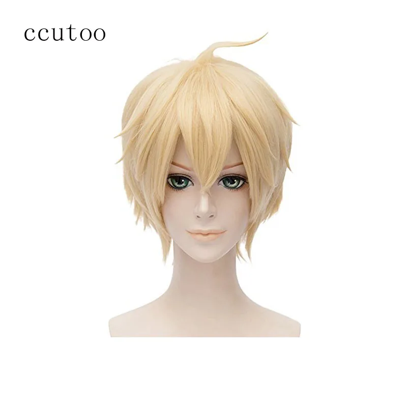 Ccutoo 1" блонд короткий лохматый слоистый пушистый Синтетический волос партии косплей костюм парики Серафим конца Mikaela Hyakuya