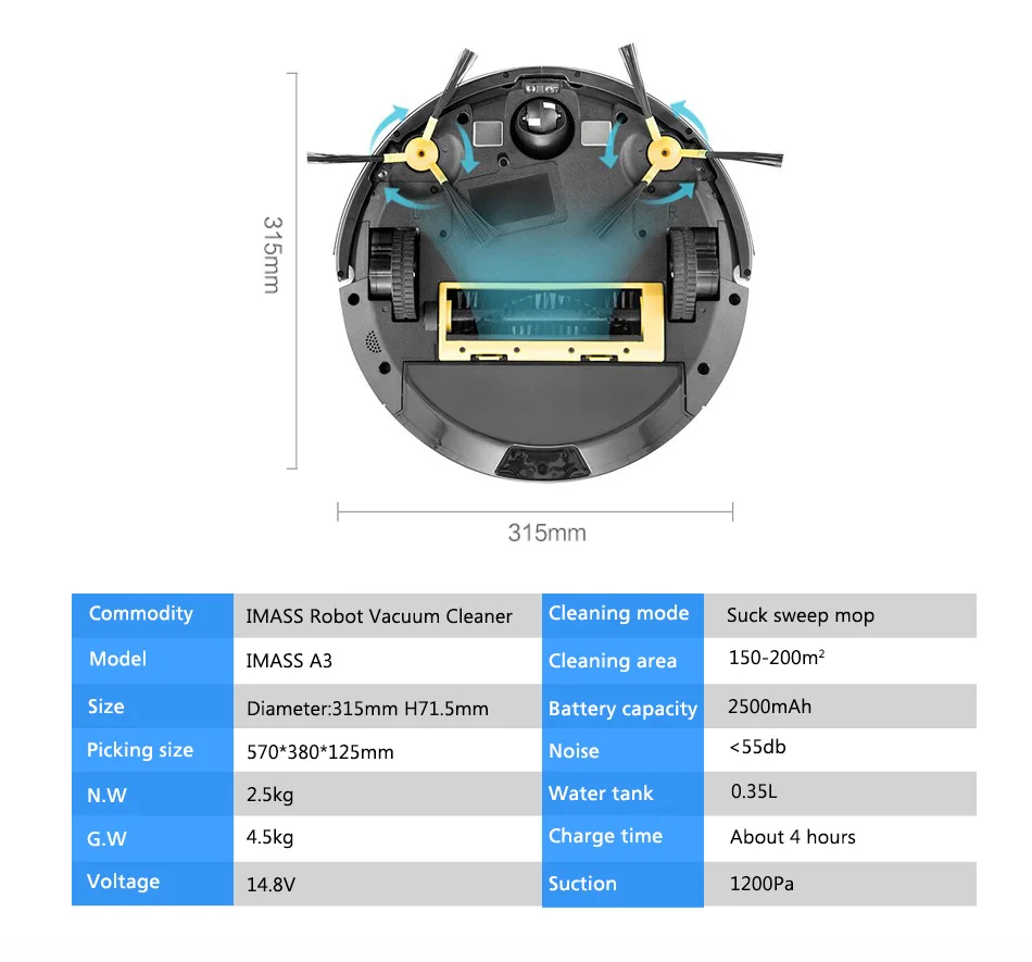 IMass A3-V робот пылесос развертки& влажная Швабра навигация различные режимы очистки для волос и твердый пол Мощное всасывание