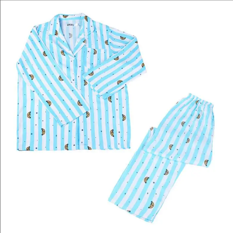 BT21 пижамы мультфильм версия Harajuku комплект для мужчин женщин домашняя одежда