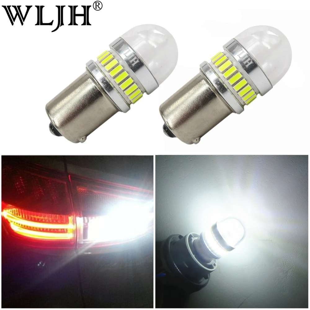 

WLJH 2x High Power White Amber Red 1156 BA15S 7506 P21W LED 4014 3030 Chip Car Reverse Backup Light Parking Lamp DRL Bulb Lens