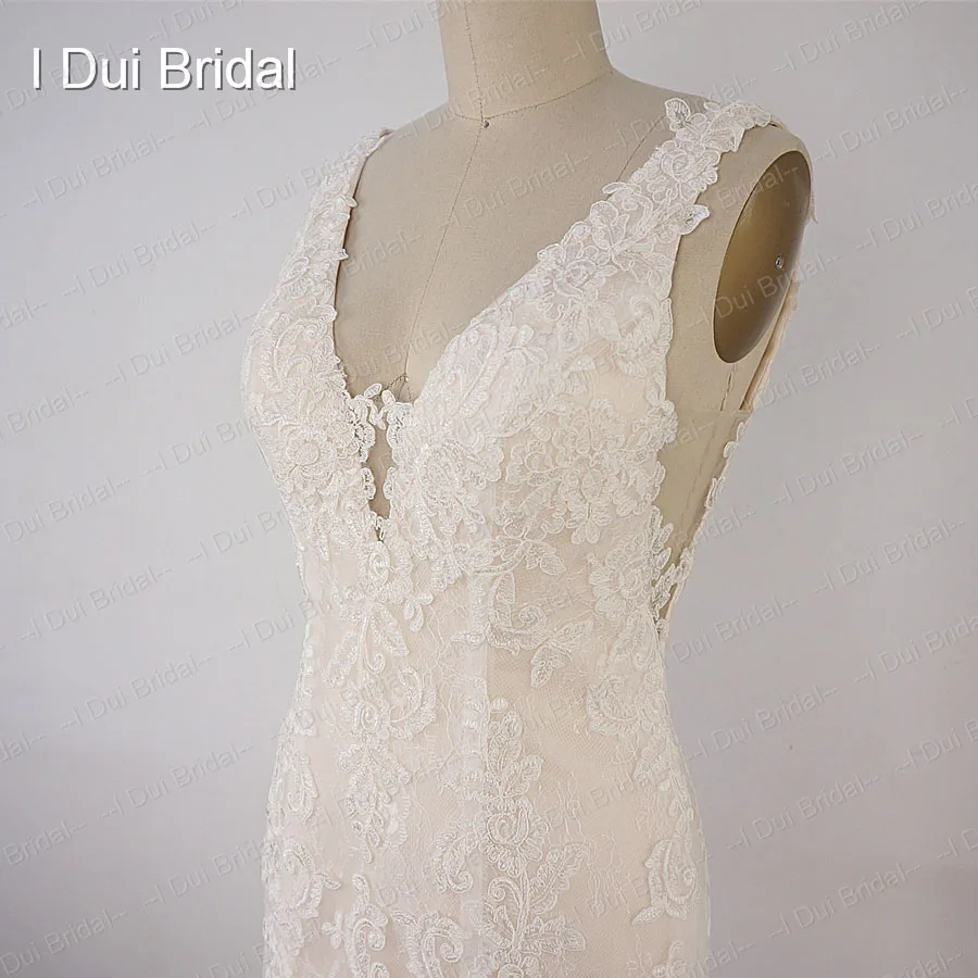 Свадебное платье высокого качества с v-образным вырезом кружевная Апликация с низкой спинкой свадебное платье