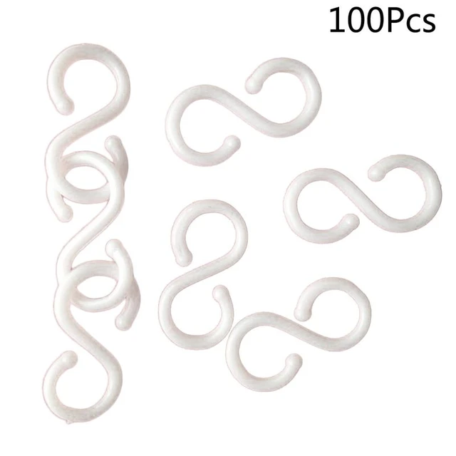 100pcs S Hooks Hanging Mini Plastic White S Shaped Utensils