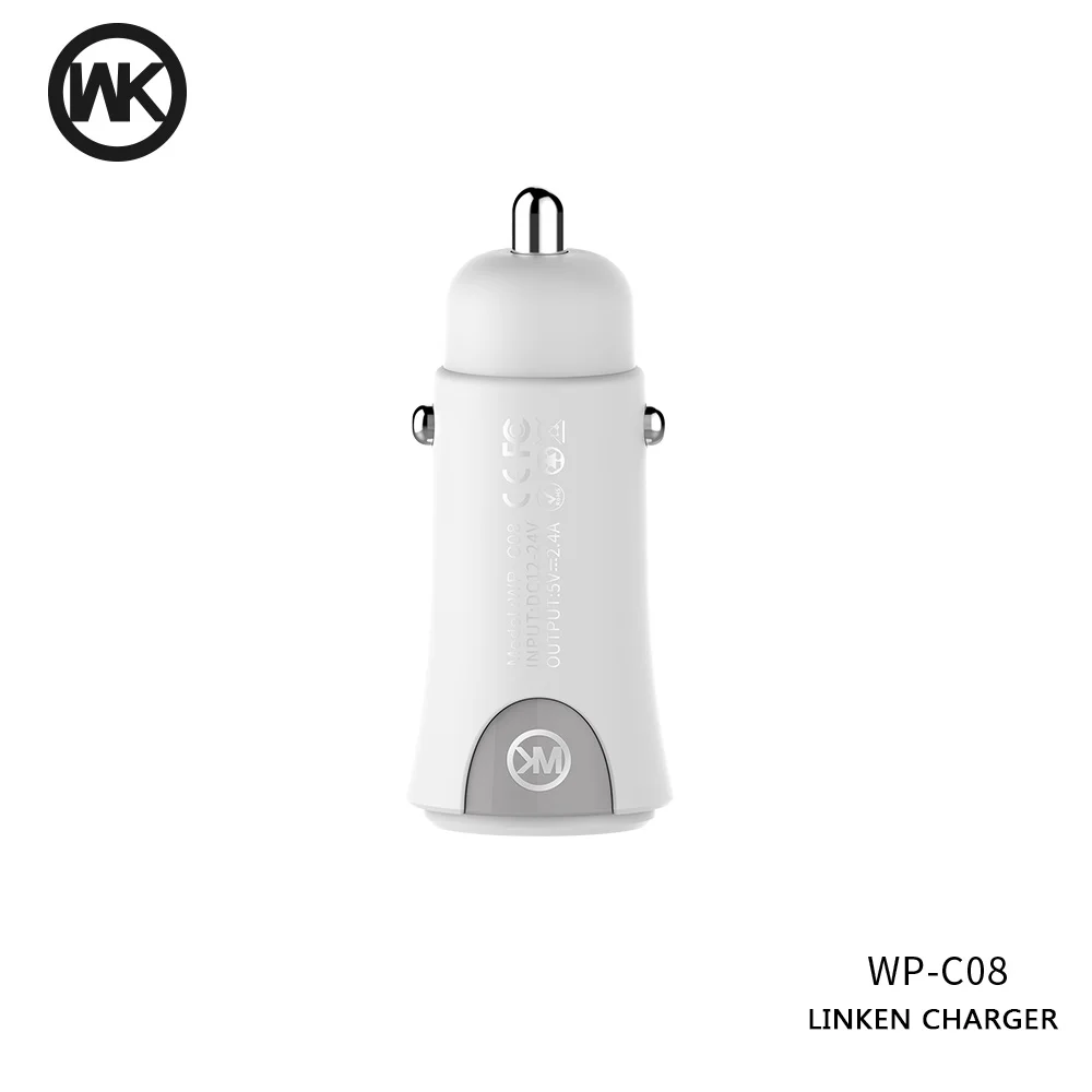 WK автомобильное зарядное устройство с двумя usb портами 5 в 2 4 А для Iphone X 8 7 Plus