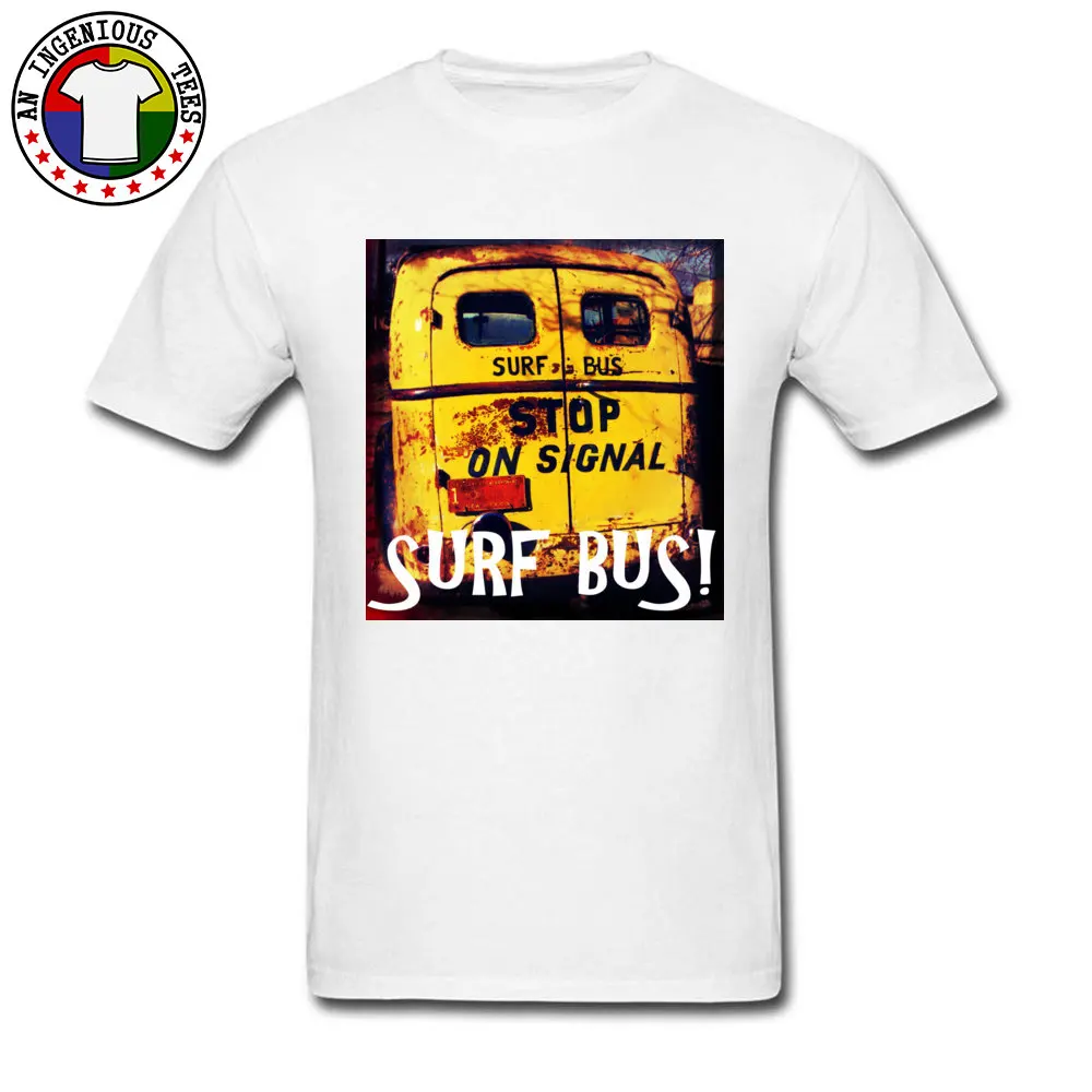 100% Cotton Fabric Man Short Sleeve Surf Bus Top T-shirts 3D Printed Tees Slim Fit Classic Crew Neck Tops Tees Surf Bus white