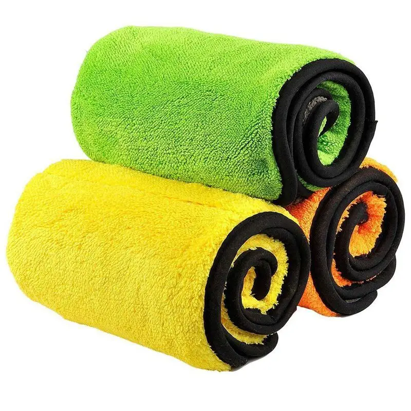 Полотенце для автомобиля Двухслойное ультра-толстое полотенце из микрофибры для полировки восковой сушки ткань для чистки автомобиля