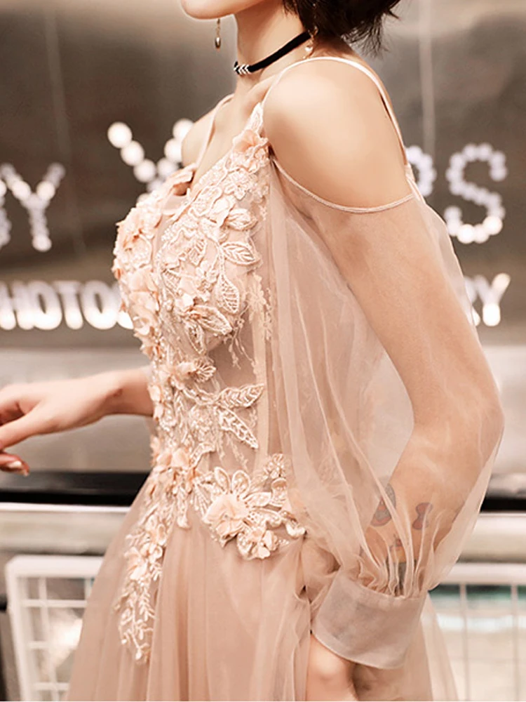 It's Yiya вечернее платье с длинным рукавом Robe De Soiree кружевное женское вечернее платье плюс размер с открытыми плечами Формальные платья E687