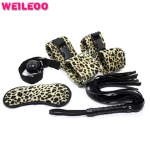 5 pcs leopard print slave bdsm sex toys for couples fetish sex toys bdsm bondage restraints