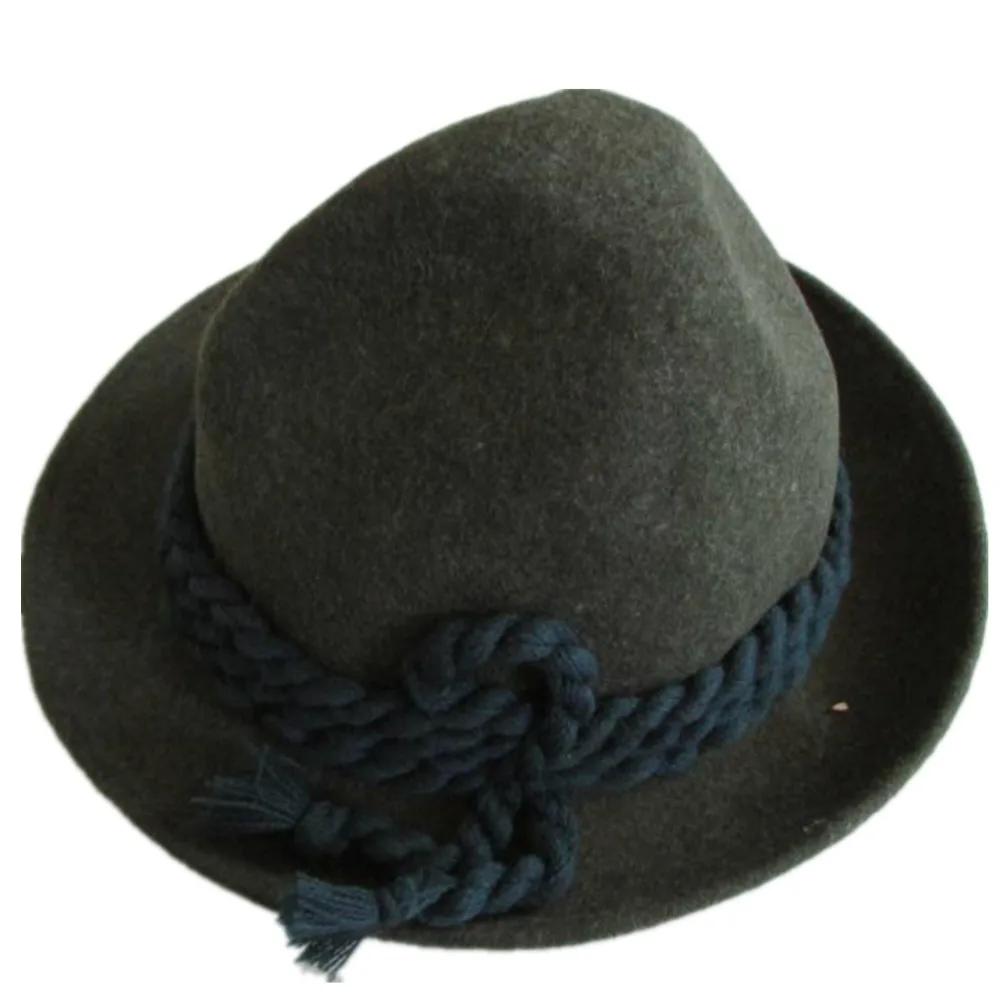 Тирольская шляпа Октоберфест, шерстяная Баварская альпийская фетровая шляпа, шапка смешанного зеленого цвета