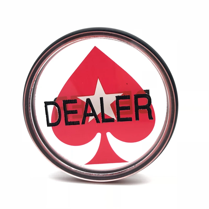 Baccarat 1PC 3inch Acrylic Pressing Texas Holdem Poker Cards Guard Poker Dealer Button Acrylic Hearts Rubber Ring DEALE qenueson
