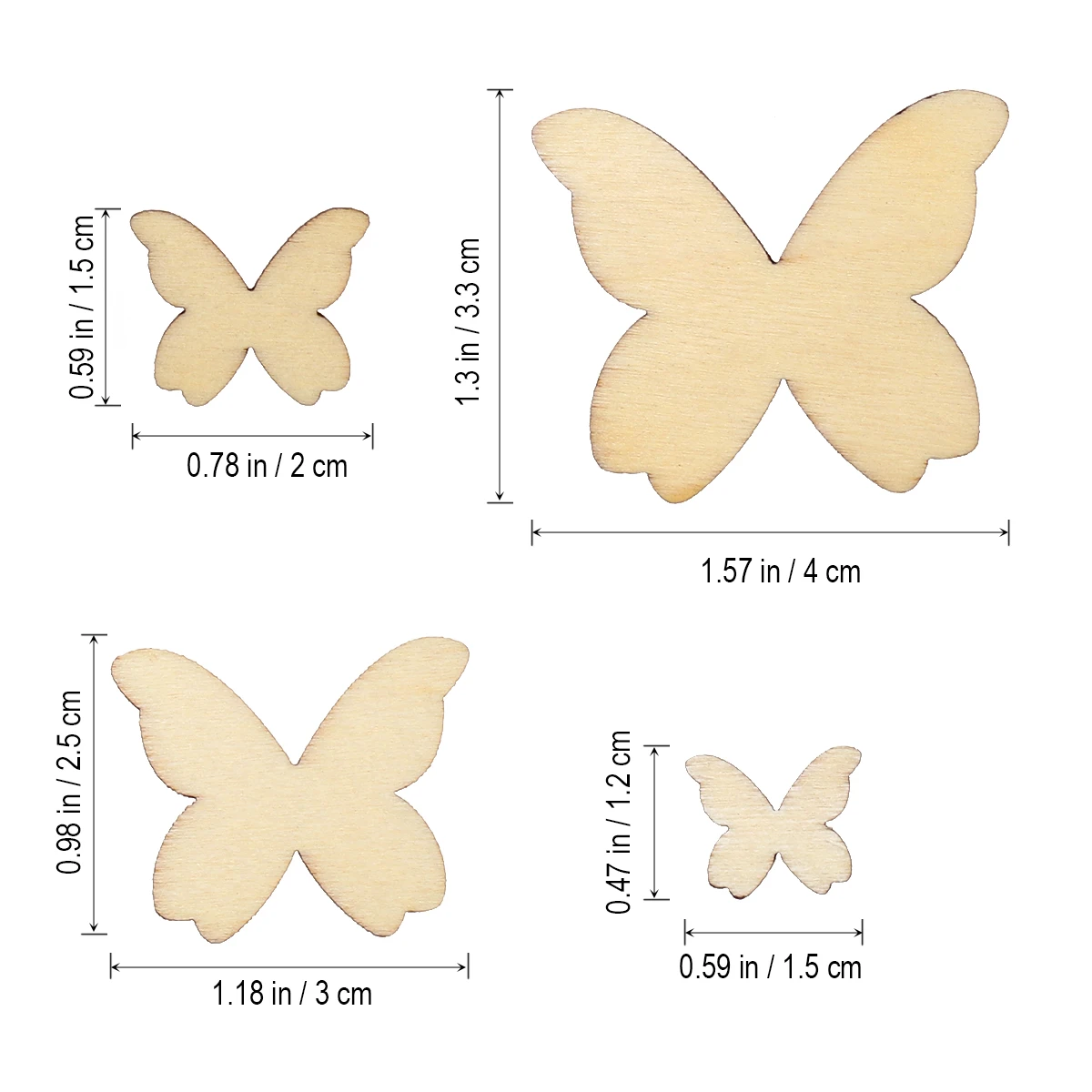 50 шт., деревянные бабочки разных размеров, вырезы, экологичные деревянные украшения для скрапбукинга, Деревянные Художественные Свадебные украшения