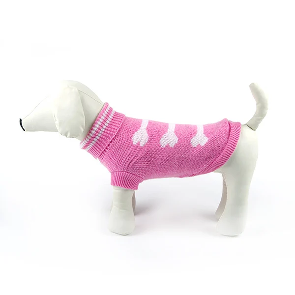 Новейшая для домашних собак теплая вязаная кофта свитер одежда для щенка, котика костюм пальто одежда - Цвет: Розовый