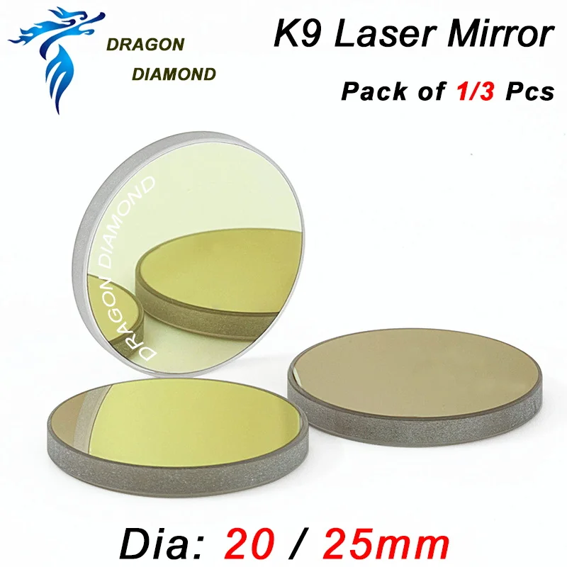 

1 set of 3pcs CO2 laser K9 Material mirror 20mm 25mm diameter Glass laser reflective mirror for laser cutting engraving machine