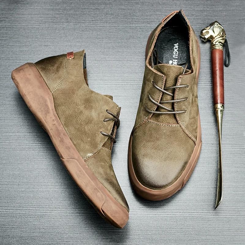Мужские кожаные туфли на плоской подошве в британском ретро-стиле; сезон весна-осень; универсальная дышащая деловая повседневная обувь из воловьей кожи; Мужская обувь для отдыха
