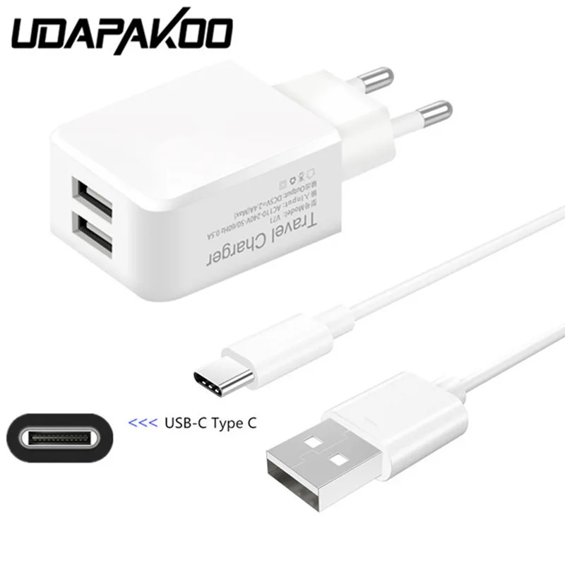 

For Samsung galaxy S9 S8 A3 A5 A7 2017 A8 2018 For Huawei honor 9 10 8 LG G5 G6 V20 Phone 1M Type C Wire 2 USB Port Fast charger