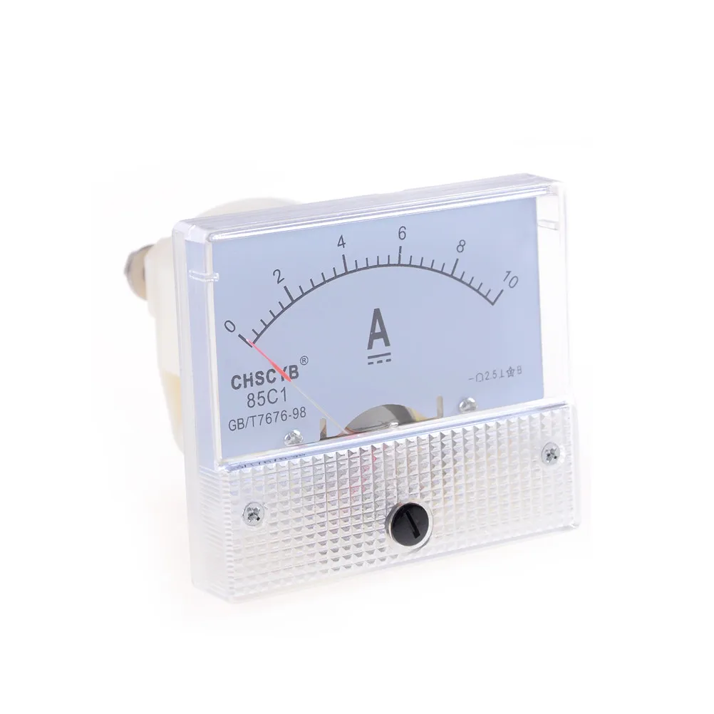 DC 10A GB//T7676-98 Analog Panel AMP Current Meter Ammeter Gauge 85C1 White 0-10A