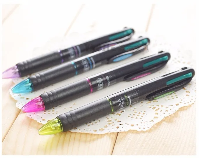 Корейская креативная канцелярская Милая разноцветная шариковая ручка многофункциональный пресс четыре цвета черный красный синий зеленый шариковые ручки