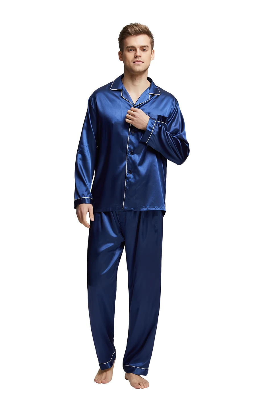 Tony & Candice Мужской Шелковый пижамный комплект Мужская пижама шелковая пижама Мужская сексуальная Современная стильная мягкая уютная
