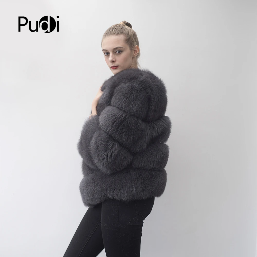Pudi CT919 для женщин из натурального Лисьего меха, куртка, пальто для девочек модная зимняя одежда теплые подлинный натуральных мех Роскошная верхняя одежда