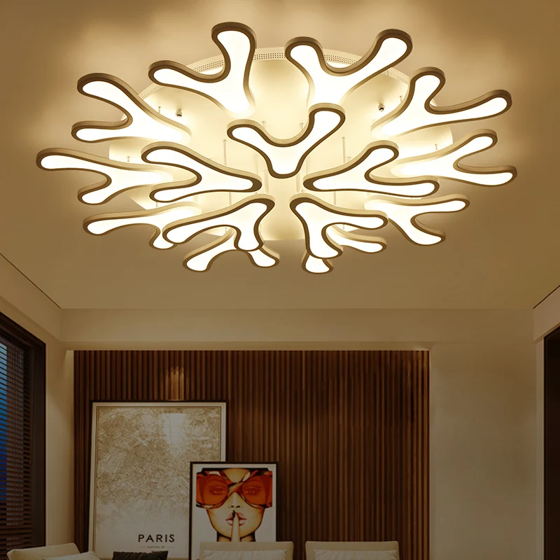 

2019 Acrylic branch modern art Led white lights for living room bedroom chandelier lighting lampadario led