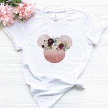 Оригинальная одежда, Женская Футболка Harajuku, футболка с цветочным рисунком Микки Мауса, уличная одежда, топы в Корейском стиле, Kawaii Camiseta Mujer