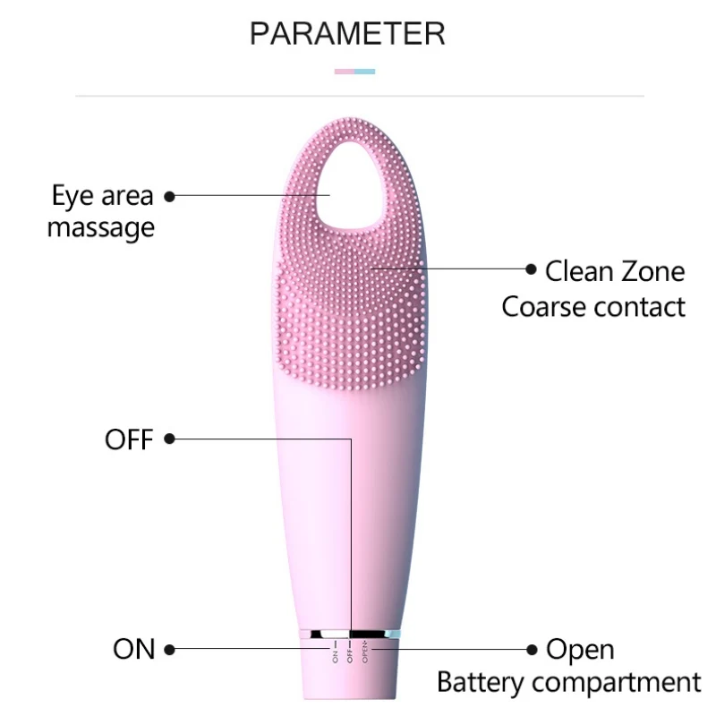 New Portable Silicone Electric Facial Cleansing Brush Waterproof Ultrasonic Vibration Face Deep Cleaner Face Washing Brush 2
