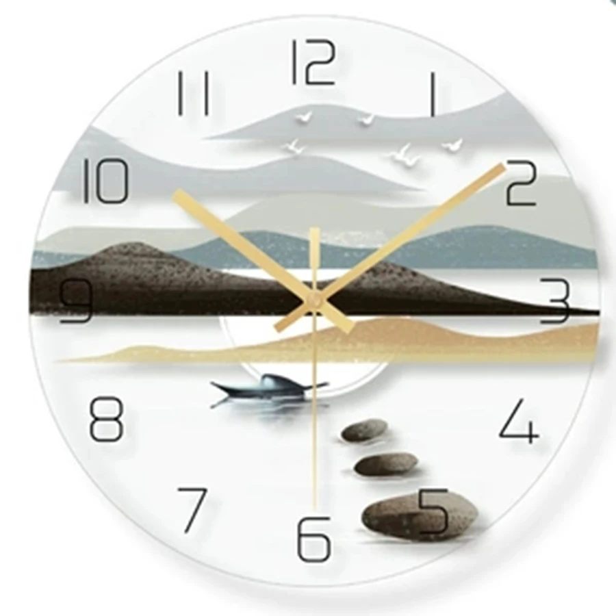 

European Ins Brief Glass Wall Clock Modern Mute Wall Watch Living Room Decoration Kitchen Home Decoration Accessories 50B1092