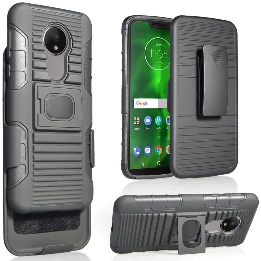 

For Motorola Moto G7 Power / G7 Supra XT1955 Heavy Duty Magnetic Armor Case Ring Stand Shockproof Belt Clip Swivel Holster Cover