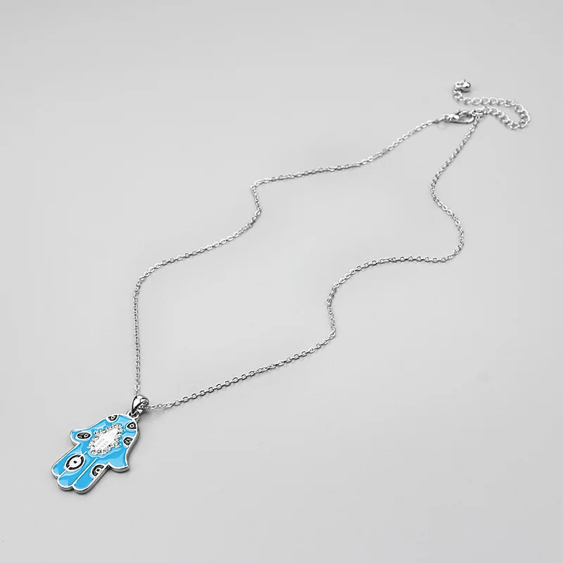 Горячая Распродажа, ожерелье-цепочка с голубым/белым хамсой и черным счастливым глазом, турецкие ювелирные изделия для женщин в подарок