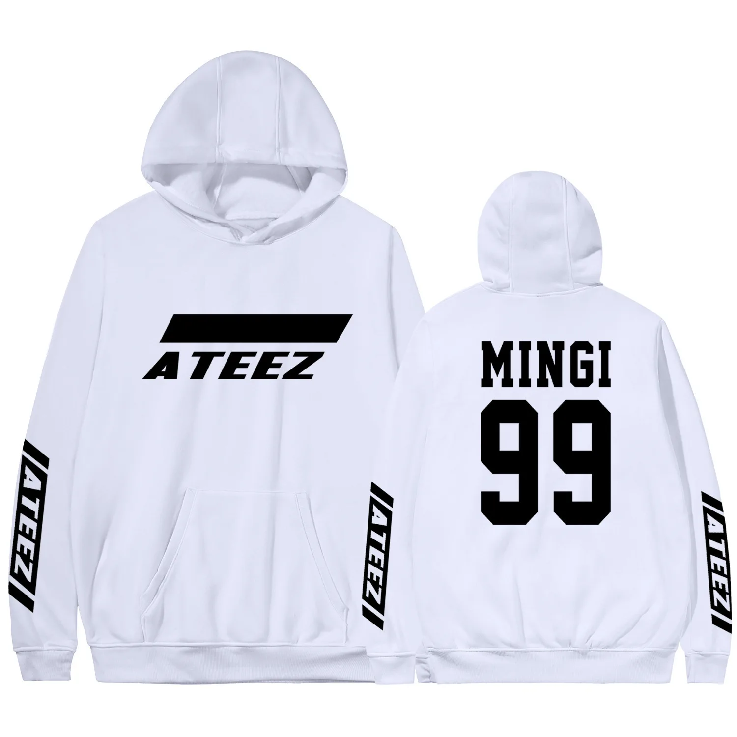Толстовки Kpop Ateez имитация двух частей толстовки Модный пуловер с
