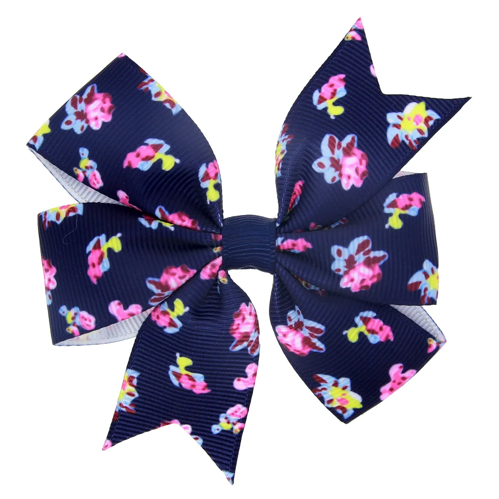 2017 New Girls Grosgrain Ribbon Hair Bows WITH Clip Boutique PinWheel