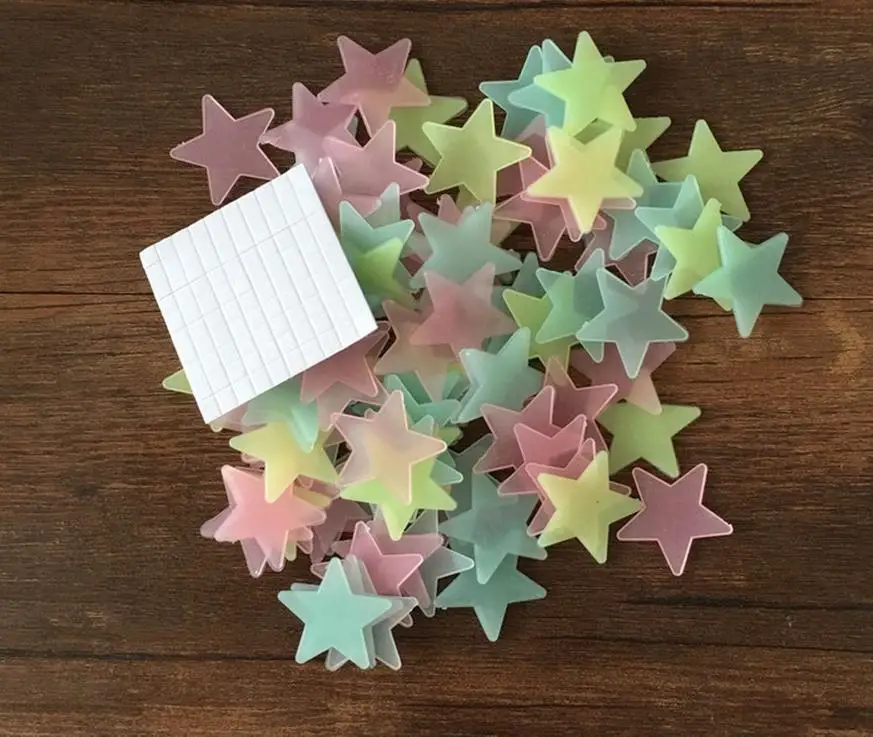 Wall Sticker Christmas gift ideas 100 / bag PVC luminous stars in luminous patch fluorescent stickers wall stickers 3194