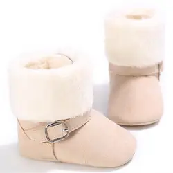 Милые зимние теплые флисовые ботинки унисекс для маленьких девочек и мальчиков; нескользящая обувь