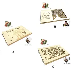 Романтическая деревянная Свадебная фоторамка для подписи 20 страниц с 2 шт брелок Портативный