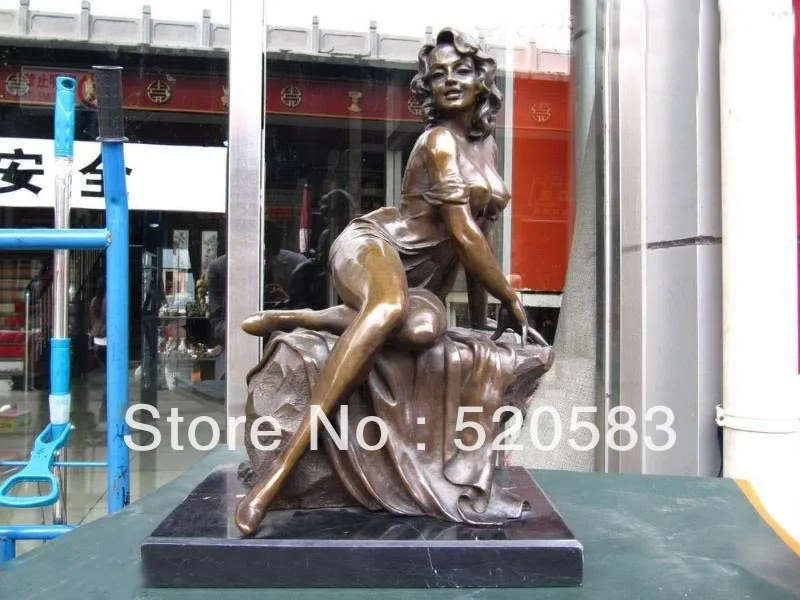 

21"Western Bronze oomph nude woman belle Art sculptue