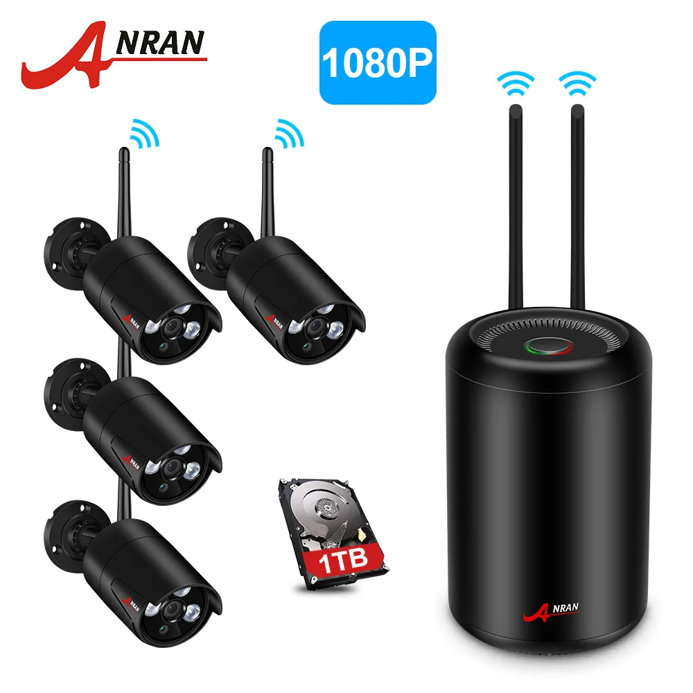 ANRAN, система видеонаблюдения, беспроводная, HD 4CH NVR, комплект, 4 шт., ip-камера, система безопасности, водонепроницаемая, для улицы, для дома, комплекты видеонаблюдения - Цвет: Серый