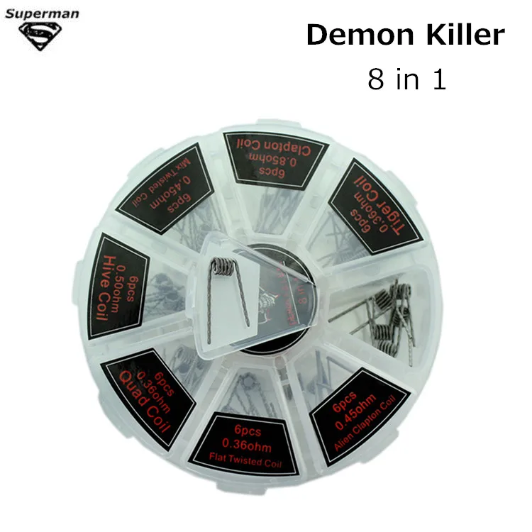 Оригинальный Demon Killer 8 в 1 проволочные готовые катушки Clapton Quad Tiger Hive Alien Fused Mix Twisted