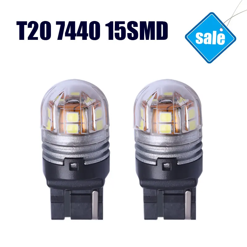 

2pcs/lot T20 7440 Automobile Trucks LED Reverse Brake Lights Turn Signal Lamp 6000K White Lights LED Cars Bulbs Wholesale