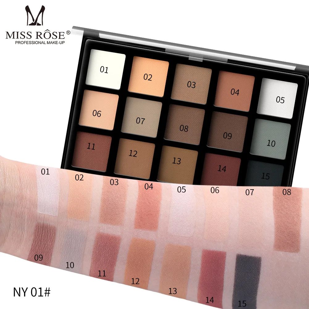 MISS ROSE New 15 Color Eyeshadow Pearl Matte Eye Shadow Professional Pearly Makeup Multicolor Eye Shadow Makeup Set NL MISS ROSE New 15 Color Eyeshadow Pearl Matte Eye Shadow Professional Pearly Makeup Multicolor Eye Shadow Makeup Set NL