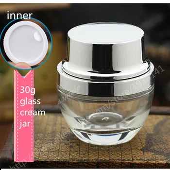 

Hot sale 5pcs/lot 30G Green Glass Jar, Glass Bottle Jar, Cosmetic Glass jar, Glass Cream Jar with Silver Lid or Gold Lid