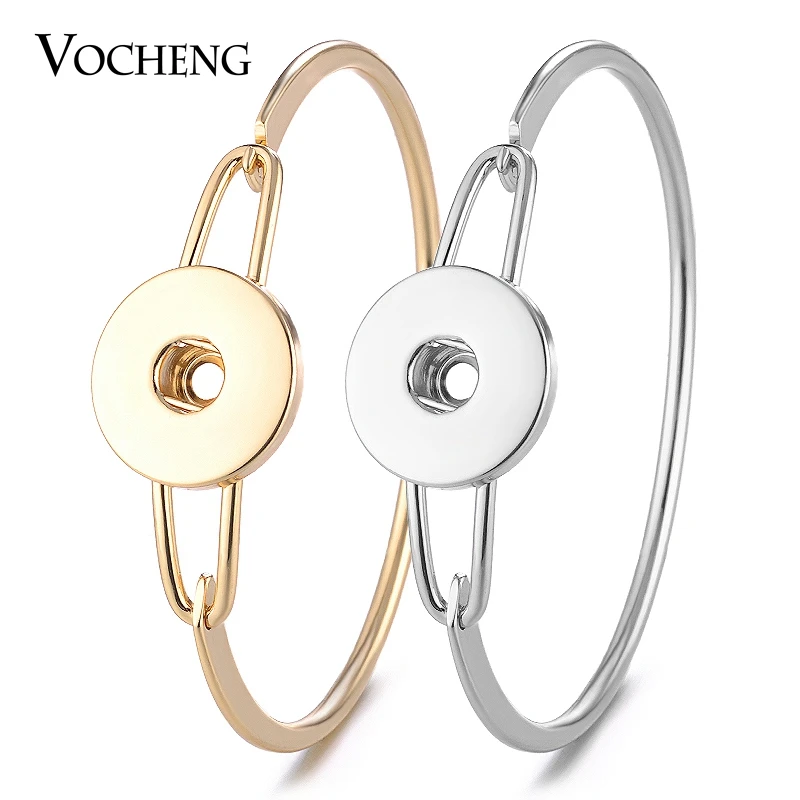 

10PCS/Lot Vocheng Snap Jewelry Charms Bangle for Women Copper Material Fit 18mm Button Charms 2 Colors NN-555*10