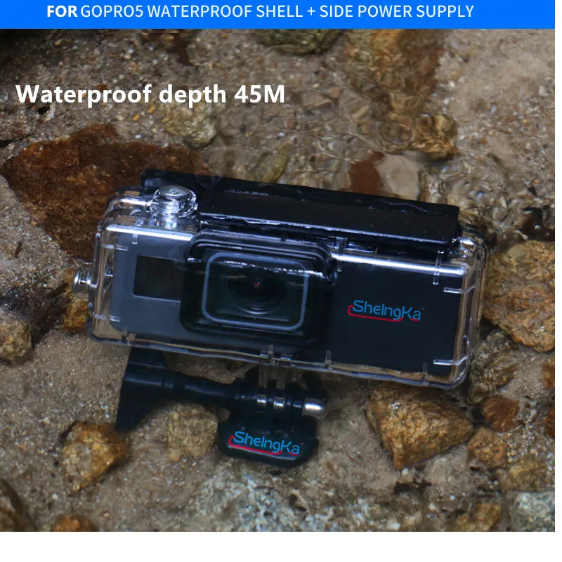 2300mAh Extended Battery Side powerbank + Waterproof Case 45M Underwater protective Housing For GoPro Hero 5 6 7 Black (4)
