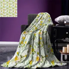 Акварельное одеяло с алмазным узором, цветущая Цветочная композиция, лепестки и листья, теплая микрофибра