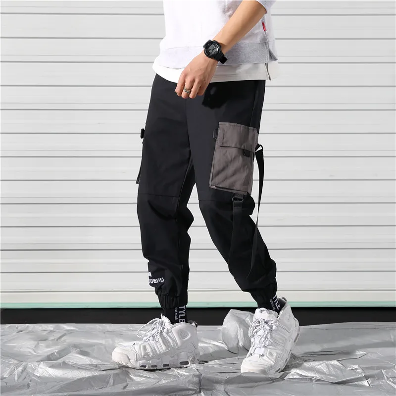 

New Solid Multi Pocket Streetwear Pants Men Hiphop Joggers Casual Outwear Straight Slacks Long Trousers Pantalones Hombre